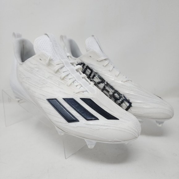 Adidas Football Cleats Mens 11 White Adizero 3 Stripes Logo Spell Out Shoes